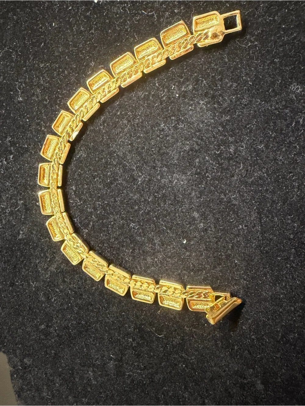 Vintage Napier Gold and White Enamel Tile Bracelet - Women Jewelry - SZ 7
